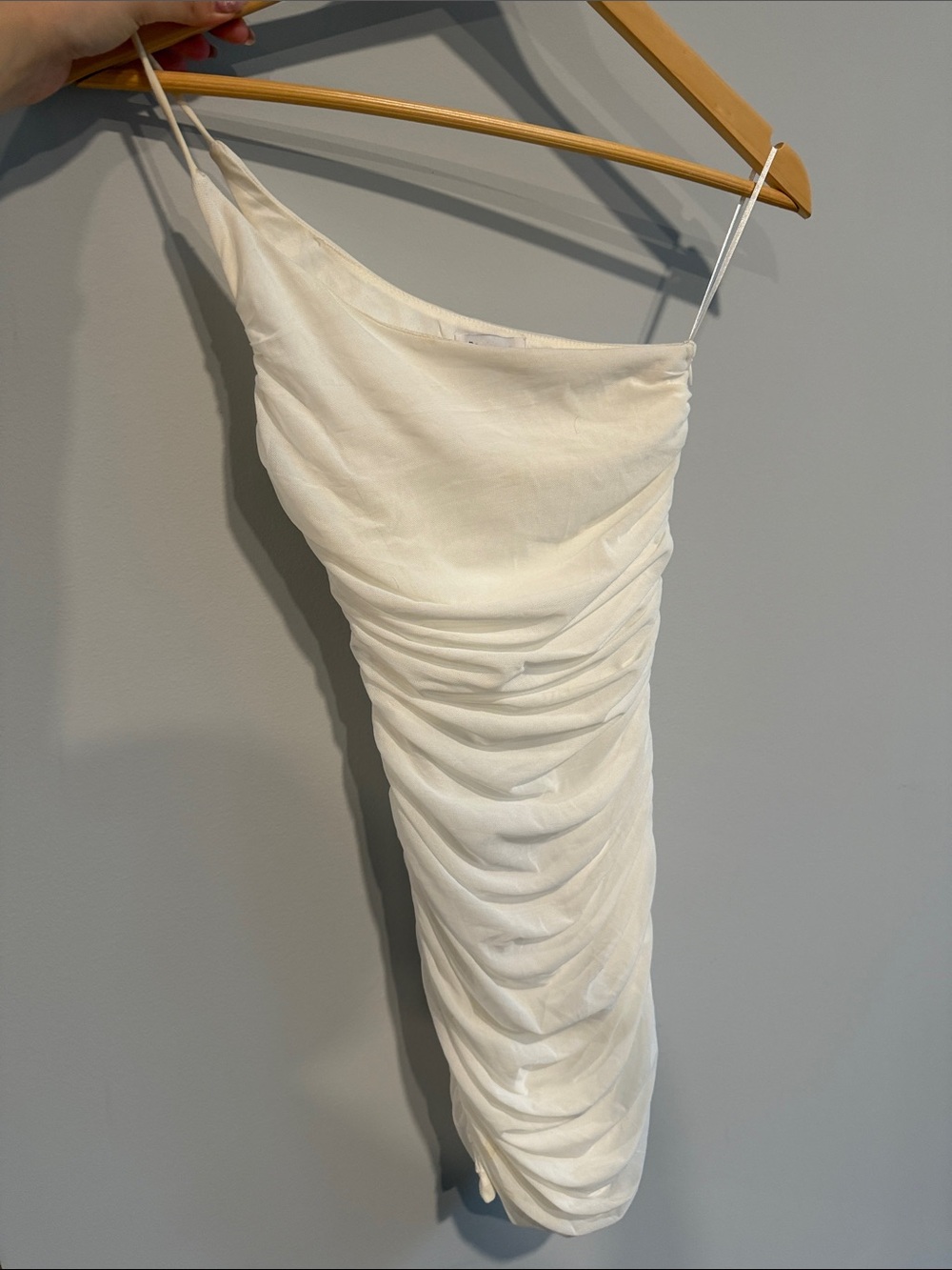 Princess Polly One-Shoulder White Ruched Midi Dress
